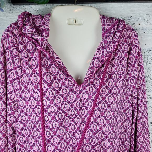 Talbots Cabana Life Sapphire Hooded Beach Cover-Up UPF 50+ Sz S Resort Vacation - Picture 4 of 11